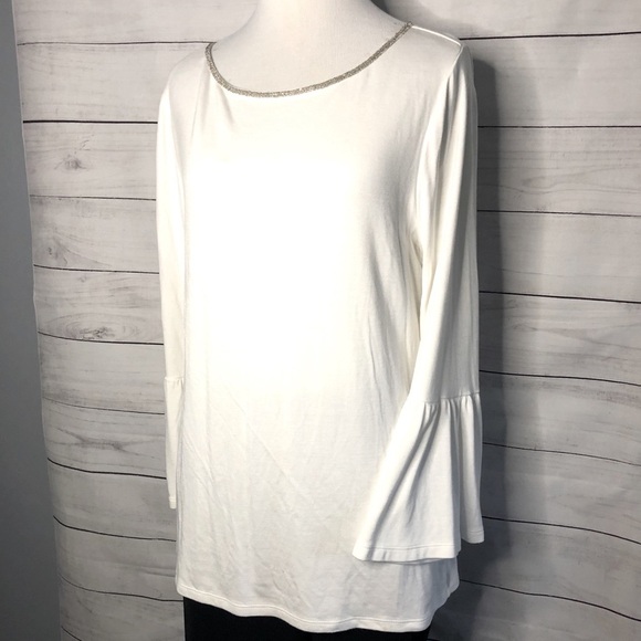 White House Black Market Tops - White House Black market bell sleeve blouse size M